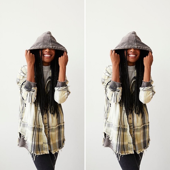 NWOT XS Free People Calico Basin Plaid Buttondown - Picture 3 of 13